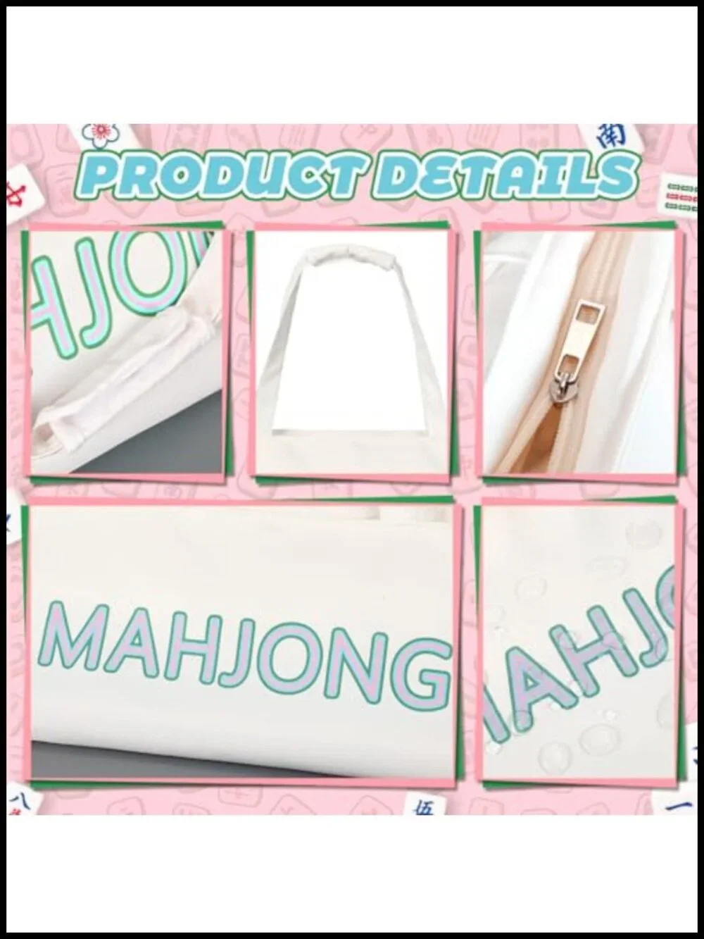 Waterproof Mahjong Tote Bag Large Capacity Storage with Padded Shoulder Strap